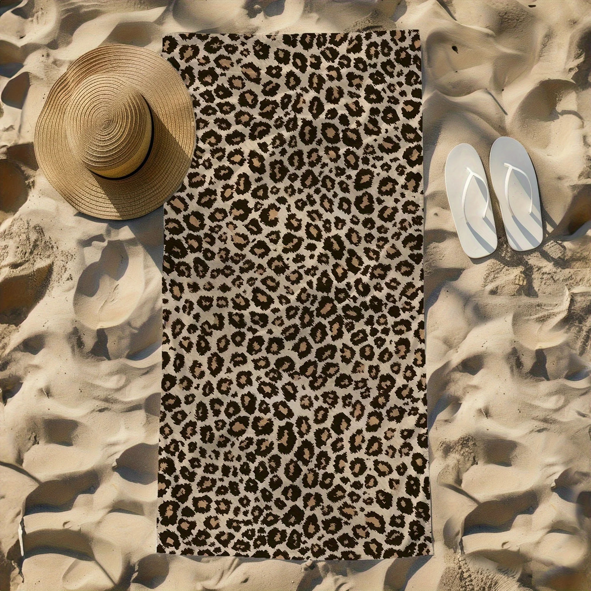 serviette plage marron beige